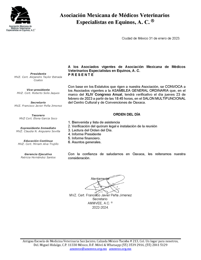 Convocatoria Asamble General Ordinaria 300123